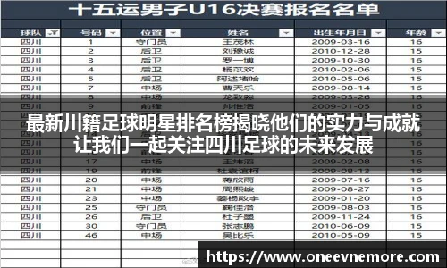 最新川籍足球明星排名榜揭晓他们的实力与成就让我们一起关注四川足球的未来发展